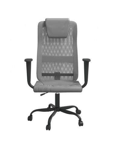 Sedia da Ufficio Altezza Regolabile Grigia in Rete e Similpelle