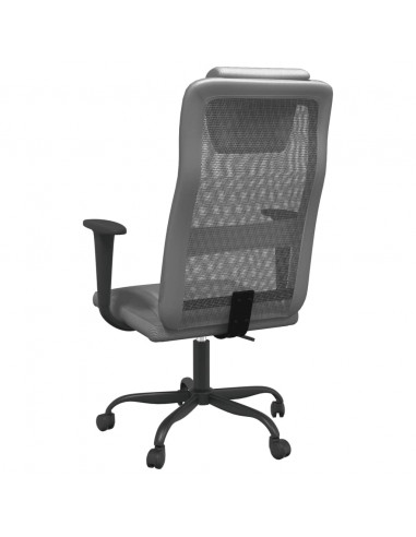 Sedia da Ufficio Altezza Regolabile Grigia in Rete e Similpelle