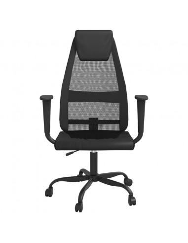 Sedia da Ufficio Altezza Regolabile Nera in Rete e Similpelle