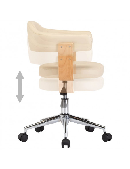 Sedia da Ufficio Girevole Crema in Legno Piegato e Similpelle