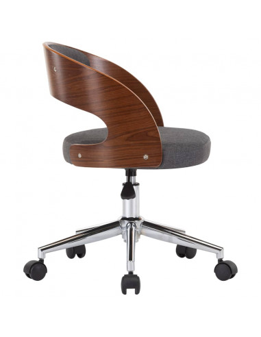 Sedia da Ufficio Girevole Grigia in Legno Piegato e Similpelle