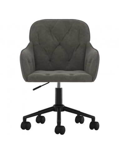 Sedia da Ufficio Girevole in Velluto Grigio Scuro