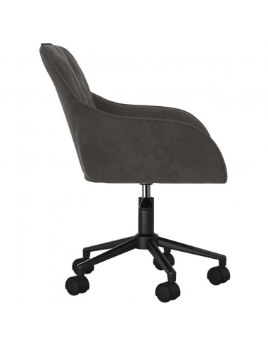 Sedia da Ufficio Girevole in Velluto Grigio Scuro