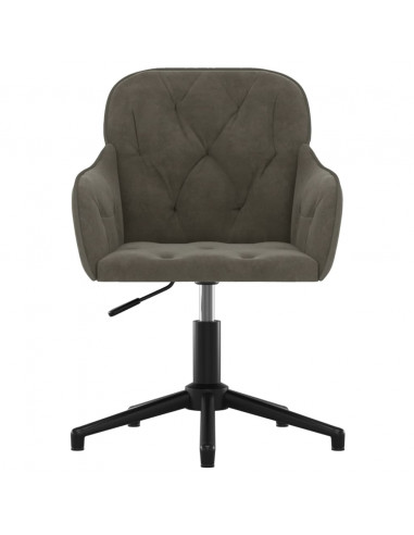 Sedia da Ufficio Girevole in Velluto Grigio Scuro