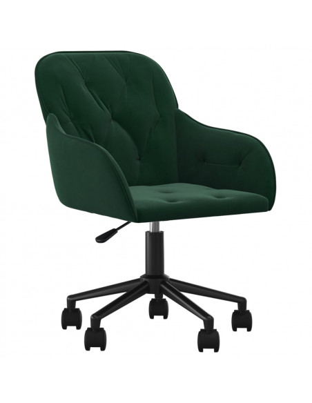 Sedia da Ufficio Girevole Verde Scuro in Velluto