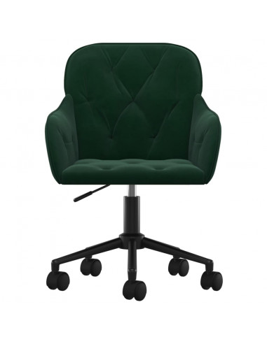 Sedia da Ufficio Girevole Verde Scuro in Velluto