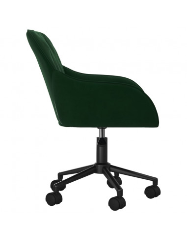 Sedia da Ufficio Girevole Verde Scuro in Velluto