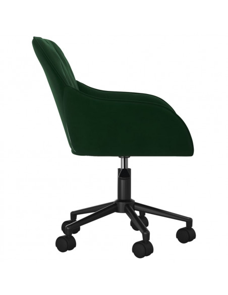 Sedia da Ufficio Girevole Verde Scuro in Velluto