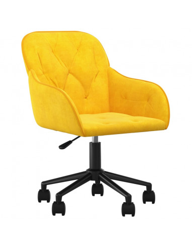 Sedia da Ufficio Girevole Gialla in Velluto