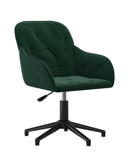 Sedia da Ufficio Girevole Verde Scuro in Velluto