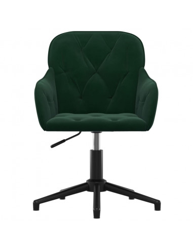 Sedia da Ufficio Girevole Verde Scuro in Velluto
