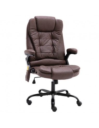 Sedia da Ufficio Massaggiante Marrone Scuro in Scamosciato
