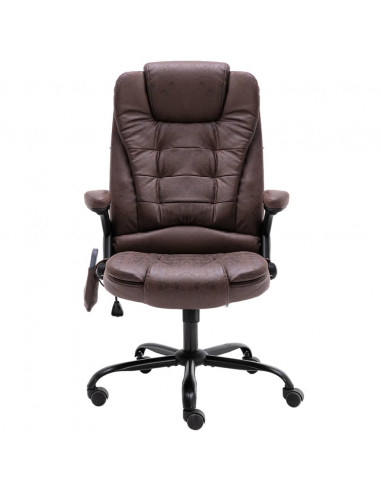 Sedia da Ufficio Massaggiante Marrone Scuro in Scamosciato