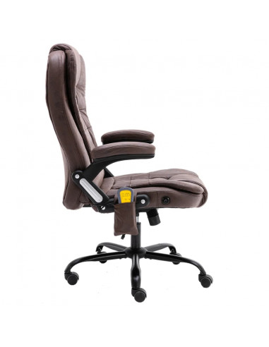 Sedia da Ufficio Massaggiante Marrone Scuro in Scamosciato