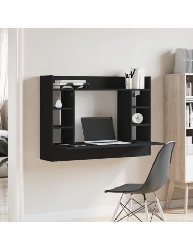 Scrivania a Parete Nera 105x48x75 cm in Legno Multistrato