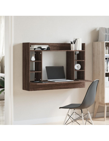 Scrivania a Parete Rovere Marrone 105x48x75cm Legno Multistrato