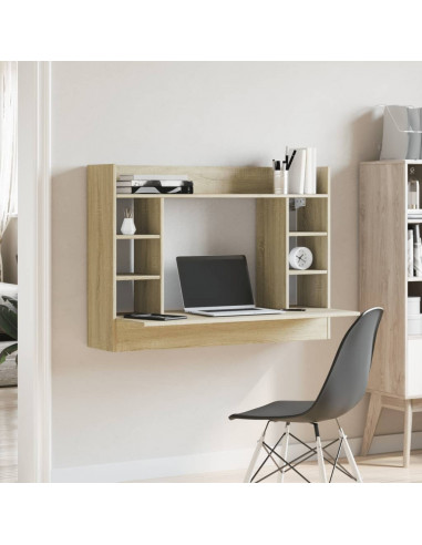 Scrivania a Parete Rovere Sonoma 105x48x75 cm Legno Multistrato