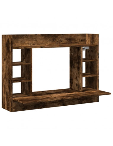 Scrivania a Parete Rovere Fumo 105x48x75cm Legno Multistrato