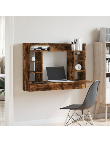 Scrivania a Parete Rovere Fumo 105x48x75cm Legno Multistrato
