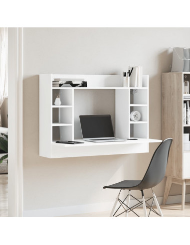Scrivania a Parete Bianca 105x48x75 cm in Legno Multistrato