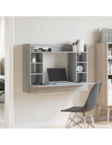 Scrivania a Parete Grigio Sonoma 105x48x75cm Legno Multistrato