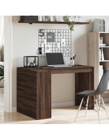 Scrivania Rovere Marrone 123,5x73,5x75 cm in Legno Multistrato