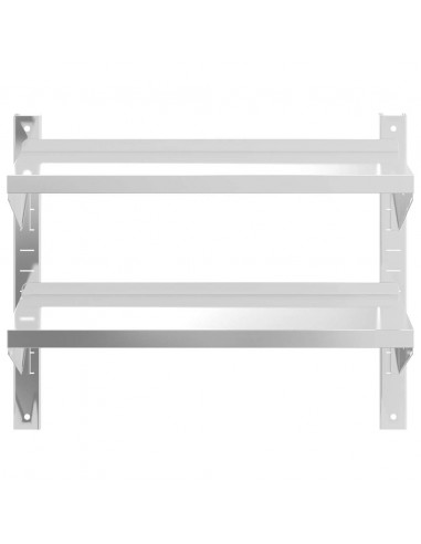 Mensola a Muro 2 Ripiani 75x23,5x60cm Argento in Acciaio Inox