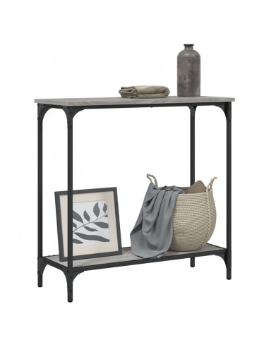 Tavolino Consolle Grigio Sonoma 75x30,5x75 cm Legno Multistrato