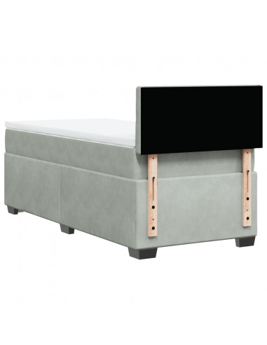 Giroletto a Molle con Materasso Grigio Chiaro 90x200 cm Velluto