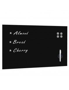 Lavagna Magnetica a Parete in Vetro 100x60 cm Nera 2