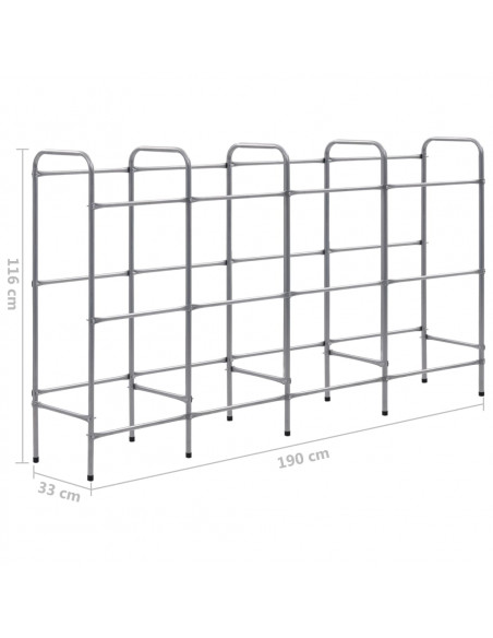 Supporto con Ripiani per 12 Casse Argento 190x33x116 cm Acciaio