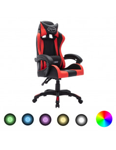 Sedia da Gaming con Luci a LED RGB Rossa e Nera in Similpelle 2
