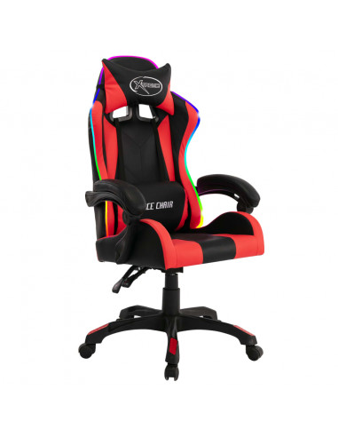 Sedia da Gaming con Luci a LED RGB Rossa e Nera in Similpelle