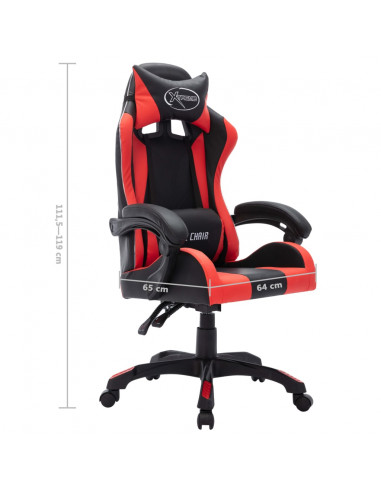 Sedia da Gaming con Luci a LED RGB Rossa e Nera in Similpelle