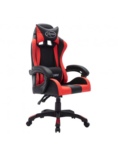 Sedia da Gaming con Luci a LED RGB Rossa e Nera in Similpelle