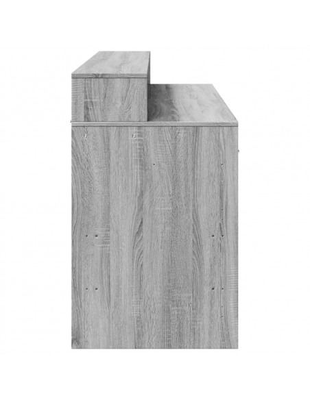 Scrivania con Luci LED Grigio Sonoma 140x55x91cm in Multistrato