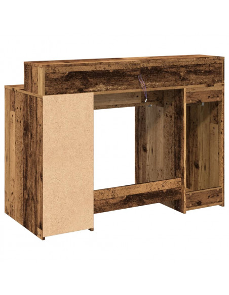 Scrivania con Luci LED Legno Antico 120x55x91 cm in Multistrato