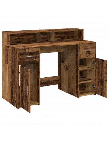 Scrivania con Luci LED Legno Antico 120x55x91 cm in Multistrato