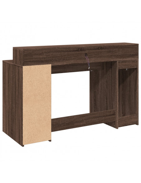 Scrivania con Luci LED Marrone Rovere 140x55x91 cm Multistrato