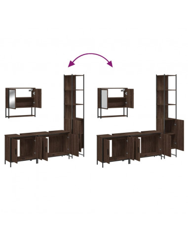 Set Mobili da Bagno 4 pz Rovere Marrone in Legno Multistrato