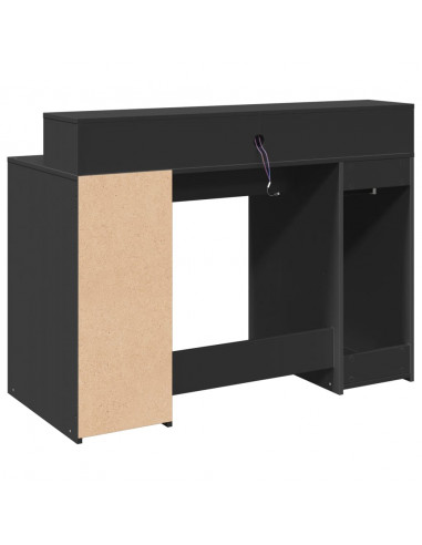 Scrivania con Luci LED Nera 120x55x91 cm in Legno Multistrato
