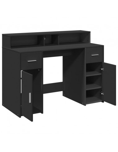 Scrivania con Luci LED Nera 120x55x91 cm in Legno Multistrato