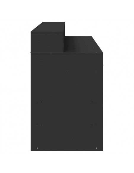 Scrivania con Luci LED Nera 140x55x91 cm in Legno Multistrato