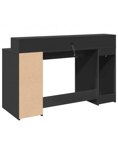 Scrivania con Luci LED Nera 140x55x91 cm in Legno Multistrato