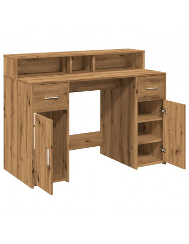 Scrivania con Luci LED Rovere 120x55x91 cm in Legno Multistrato