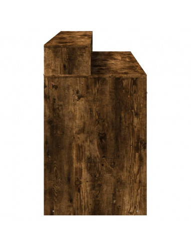 Scrivania con Luci LED Rovere Fumo 140x55x91 cm in Multistrato