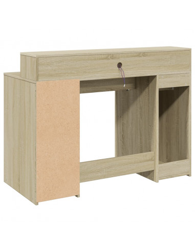 Scrivania con Luci LED Rovere Sonoma 120x55x91cm in Multistrato