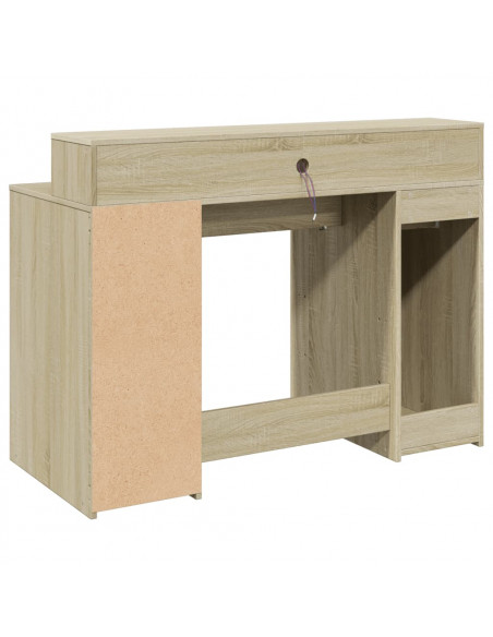 Scrivania con Luci LED Rovere Sonoma 120x55x91cm in Multistrato