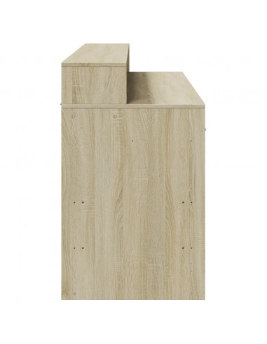 Scrivania con Luci LED Rovere Sonoma 140x55x91cm in Multistrato