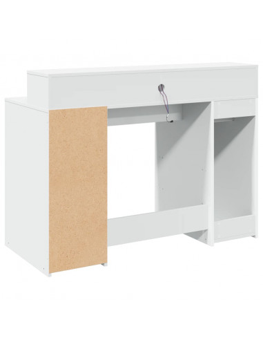 Scrivania con Luci LED Bianca 120x55x91 cm in Truciolato